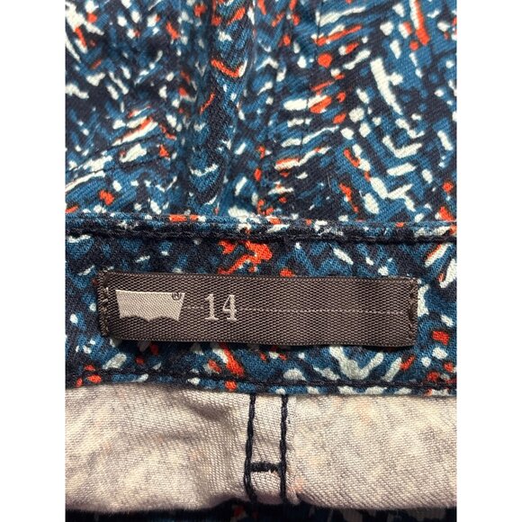 Levi's Womens Size 14 Multicolor Patterned Denim Shorts Abstract Raw Hem Cut Off - Picture 3 of 5